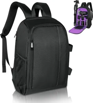 Small Camera Backpack, DSLR/SLR/Mirrorless Photographers Camera Bag, Multi-Functional Waterproof Camera Case for Women Men, with Canon/Nikon/Sony, Gray