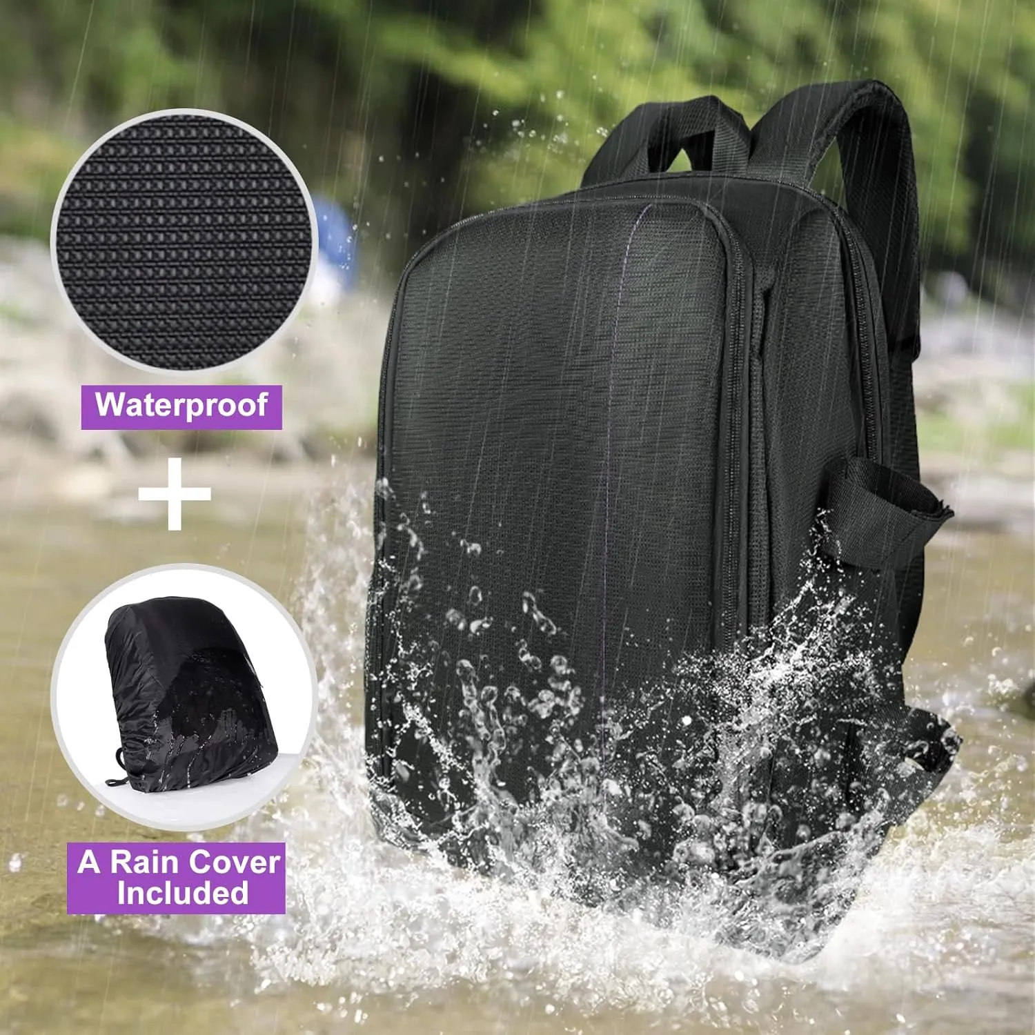 Small Camera Backpack, DSLR/SLR/Mirrorless Photographers Camera Bag, Multi-Functional Waterproof Camera Case for Women Men, with Canon/Nikon/Sony, Gray