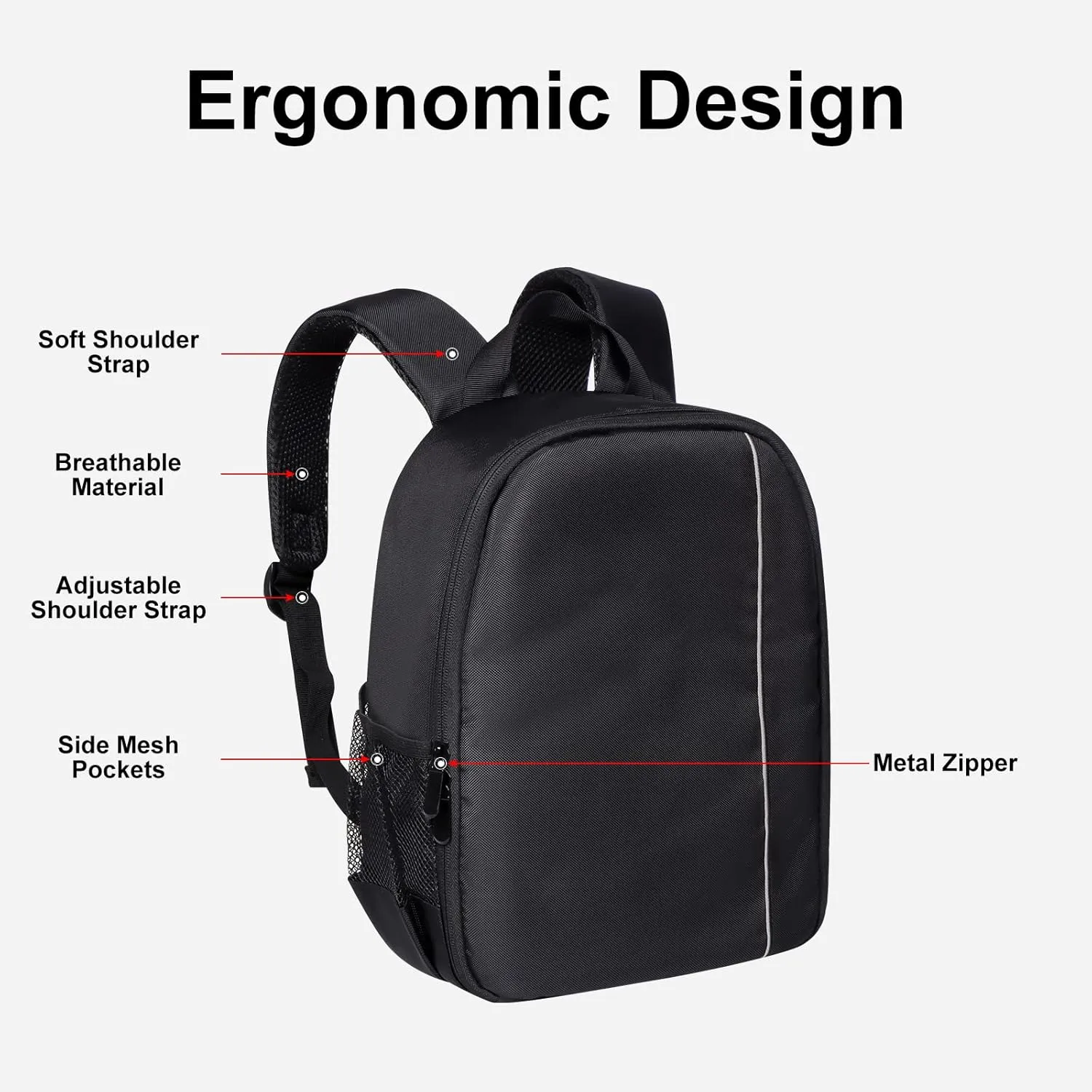 Small Camera Backpack, DSLR/SLR/Mirrorless Photographers Camera Bag, Multi-Functional Waterproof Camera Case for Women Men, with Canon/Nikon/Sony, Gray
