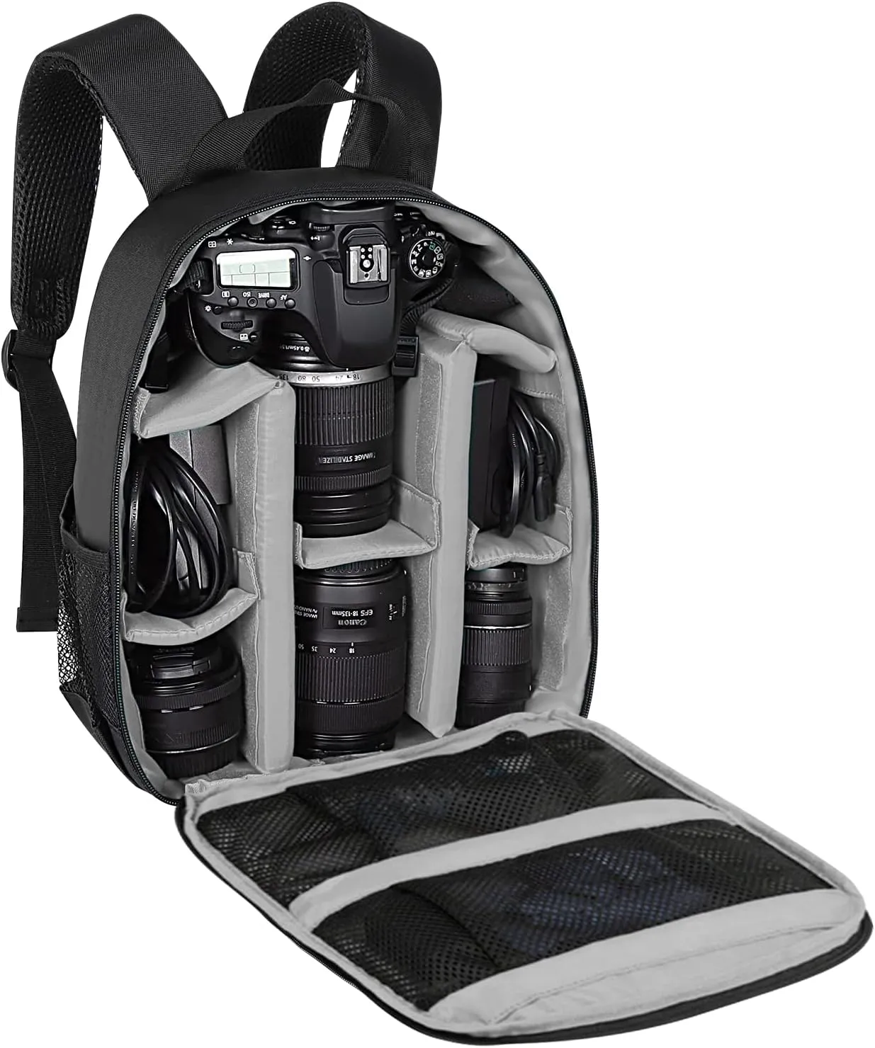 Small Camera Backpack, DSLR/SLR/Mirrorless Photographers Camera Bag, Multi-Functional Waterproof Camera Case for Women Men, with Canon/Nikon/Sony, Gray