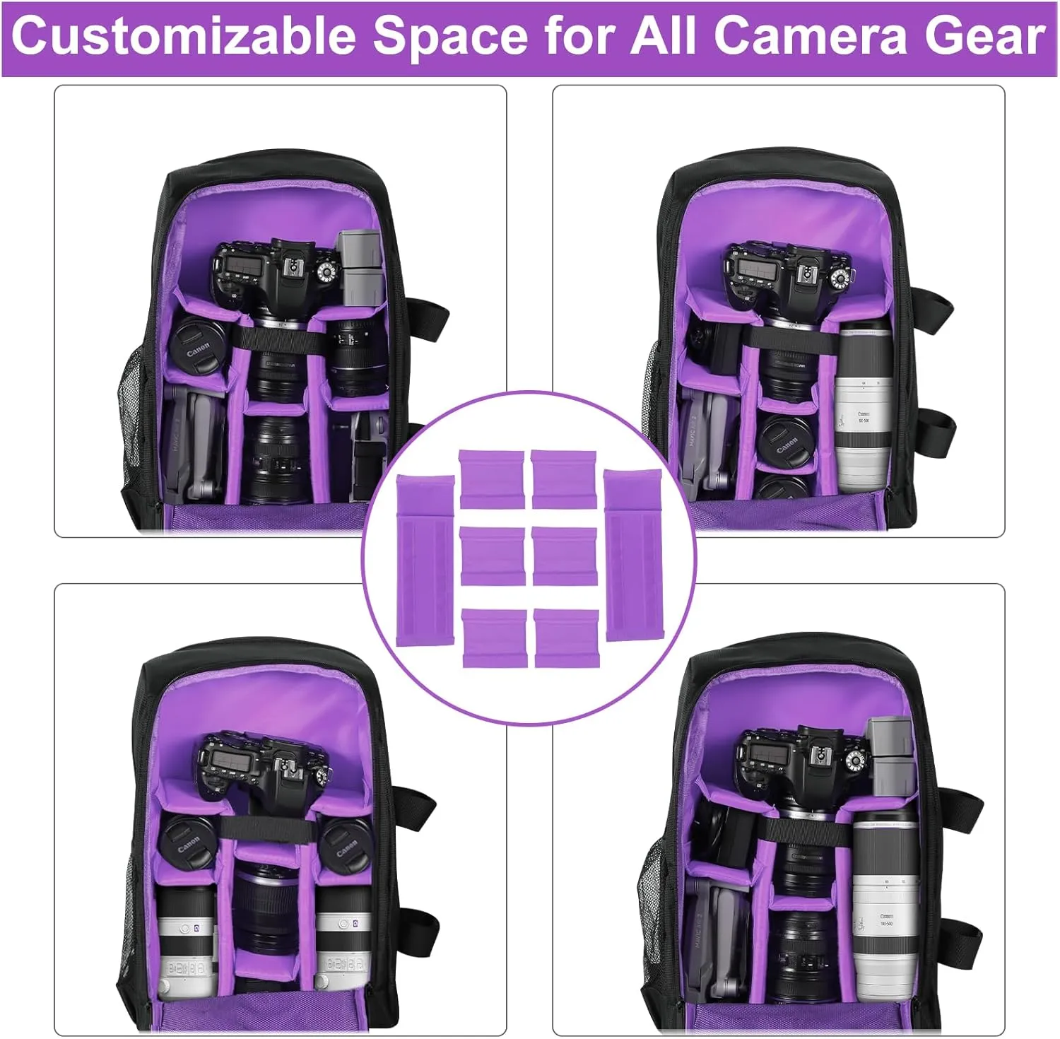 Small Camera Backpack, DSLR/SLR/Mirrorless Photographers Camera Bag, Multi-Functional Waterproof Camera Case for Women Men, with Canon/Nikon/Sony, Gray