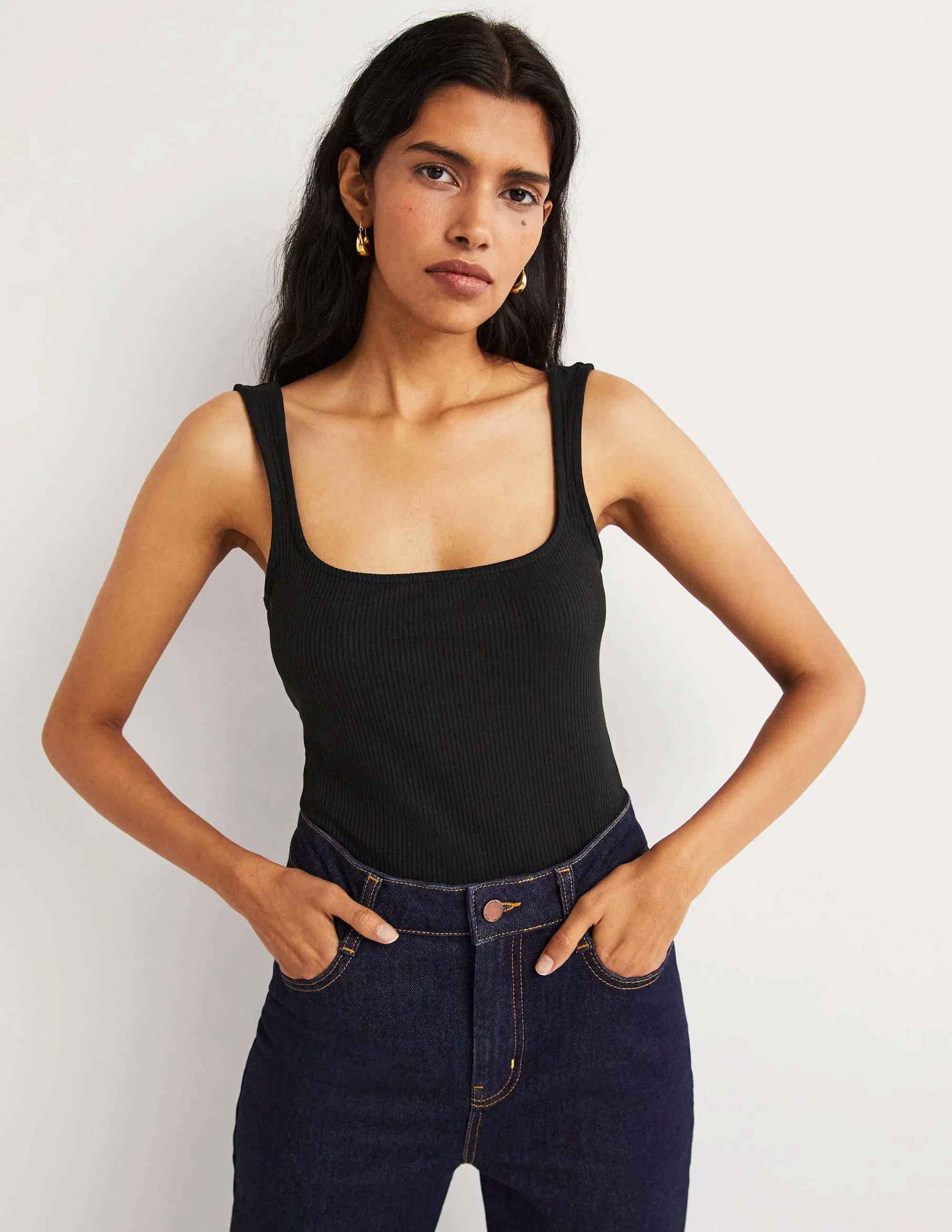 Soft Ribbed Vest-Black