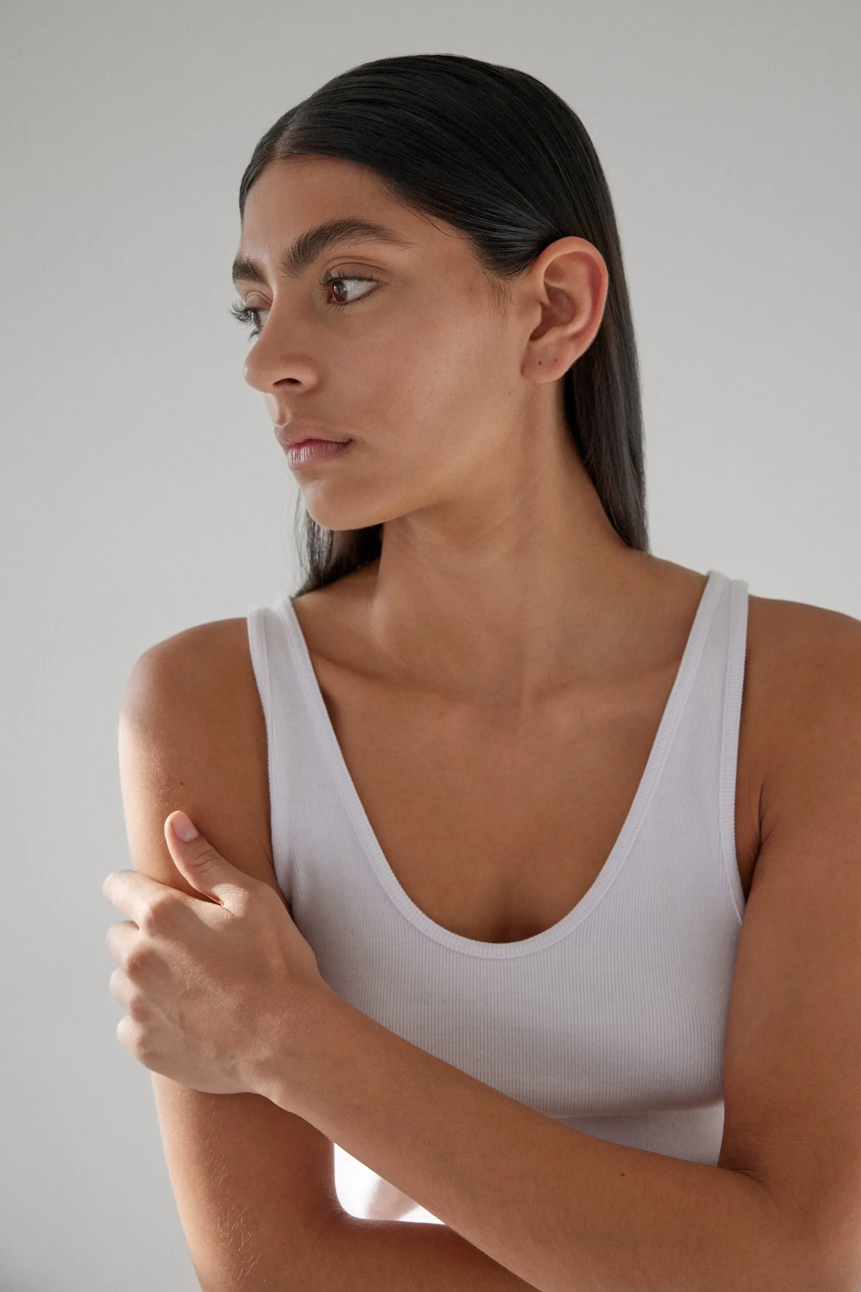 Sonnet Ribbed Cotton Tank - White