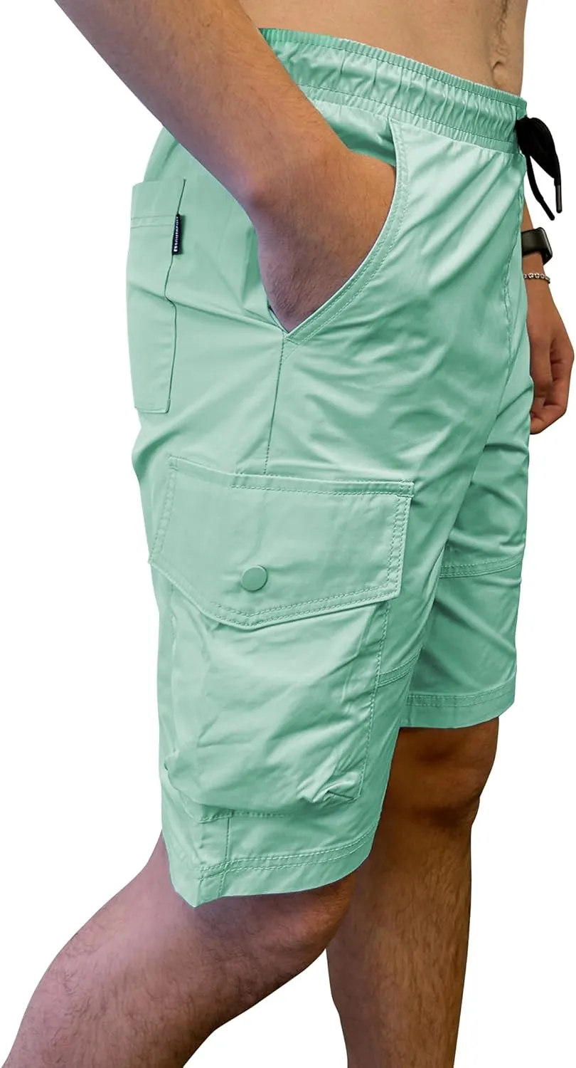 Southpole Men's Tech Woven Nylon Cargo Shorts, Quick Dry, Lightweight, Adjustable Waist