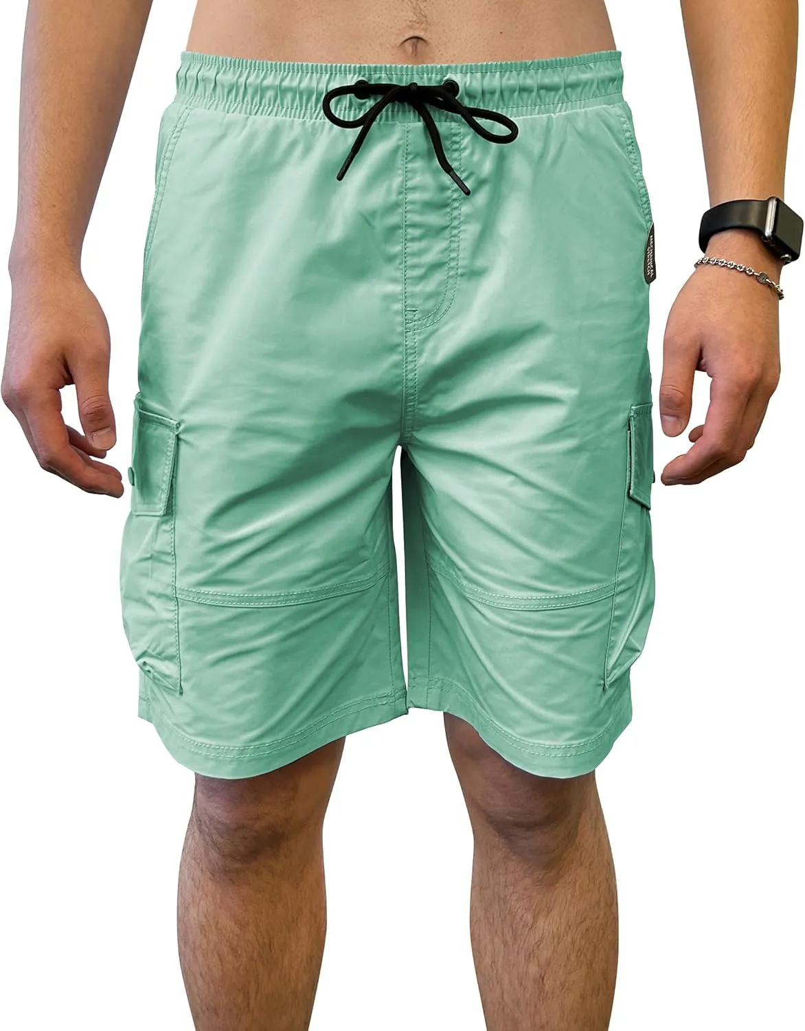 Southpole Men's Tech Woven Nylon Cargo Shorts, Quick Dry, Lightweight, Adjustable Waist