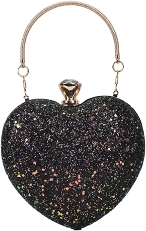 Sparkling Sequins Heart Bag Stylish Clutch Purse for Wedding Banquet Party Elegant Storage Pouch