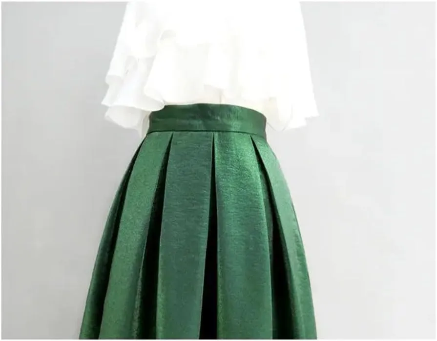 Spring Summer Elegant Women Skirts Office Ladies Casual Loose A-Line High Waist Solid Color Midi Skirt