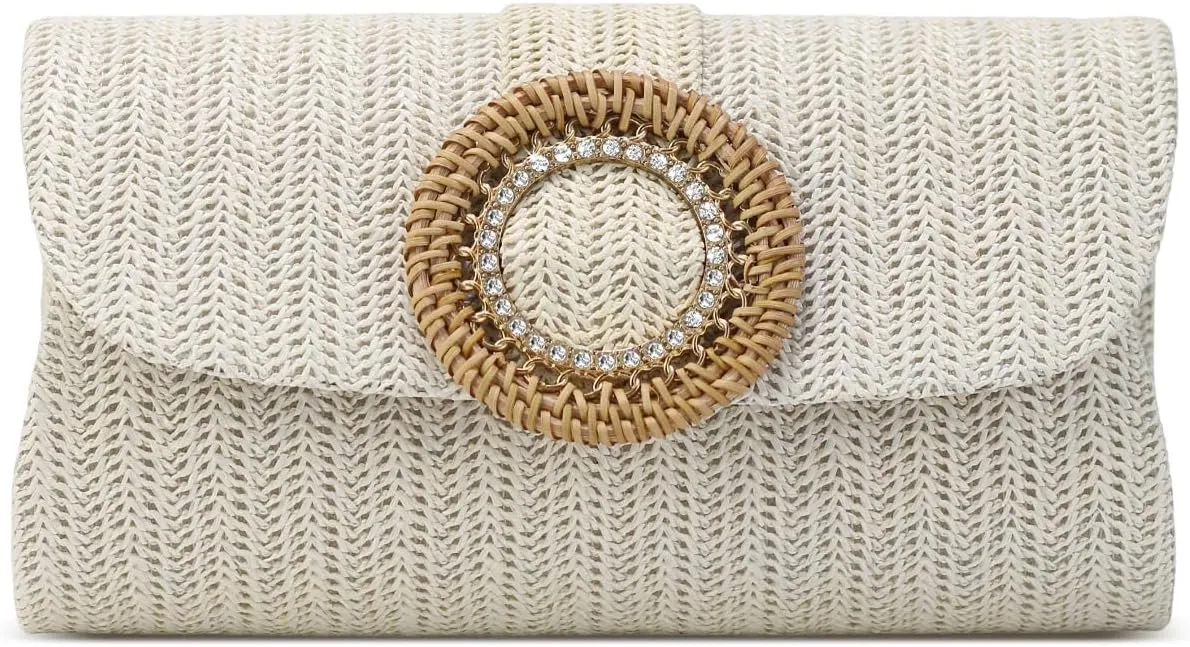 Straw Clutch Purses for Women Evening/Wedding Chic Bag Woven Beach Purse Vacation Handbags for Summer