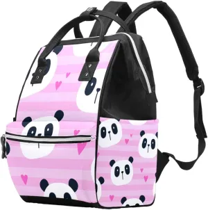 Striped Panda Diaper Bag Backpack,Large Baby Bag, Multi-Functional Travel Back Pack, Anti-Water Maternity Nappy Bag Changing Bags
