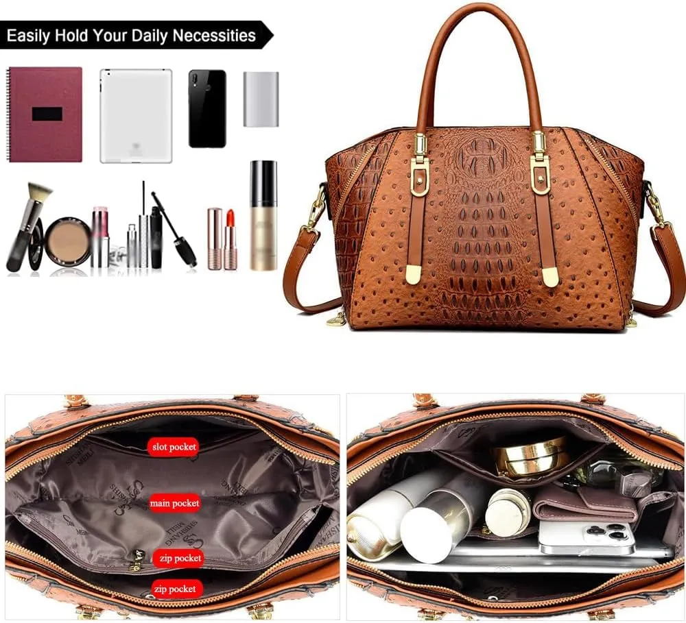 Stylish Handbags for Women PU Leather Satchel Bags Shoulder Bag Top Handle Handbag Ladies Work Purse Zipper Totes