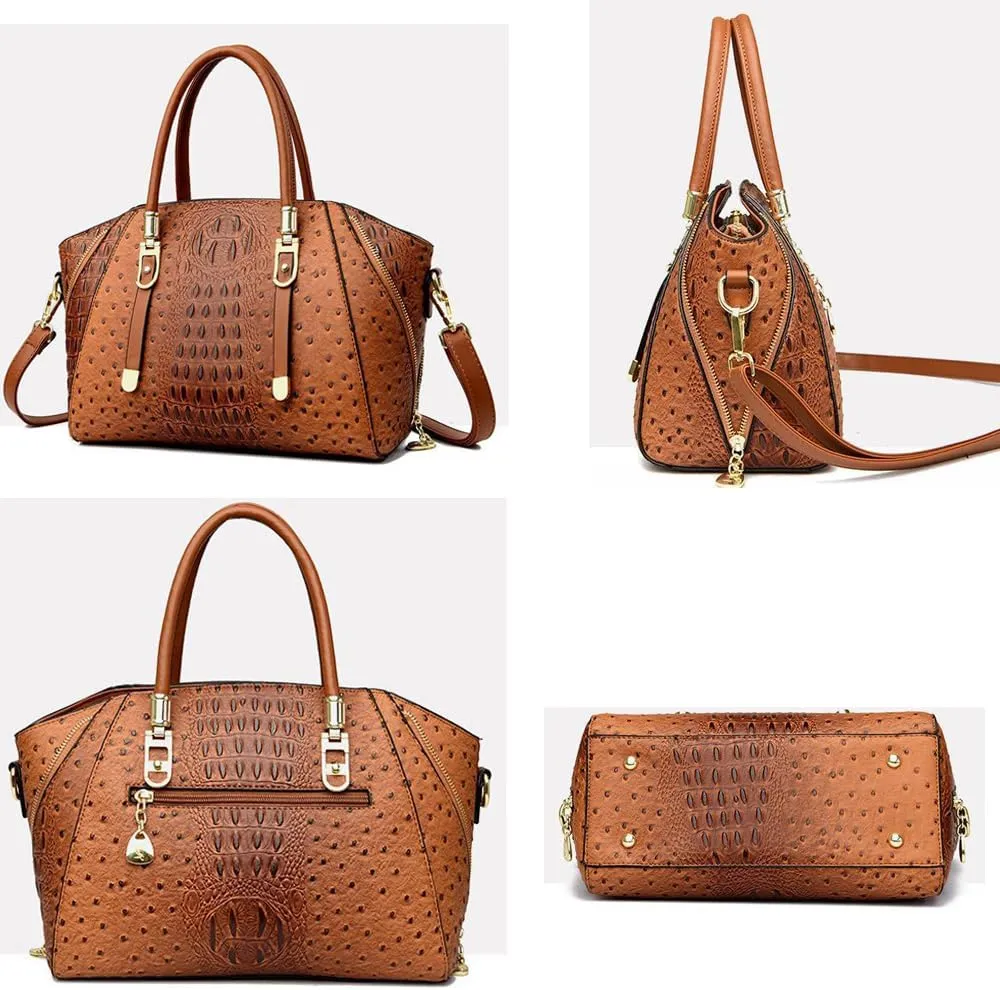 Stylish Handbags for Women PU Leather Satchel Bags Shoulder Bag Top Handle Handbag Ladies Work Purse Zipper Totes