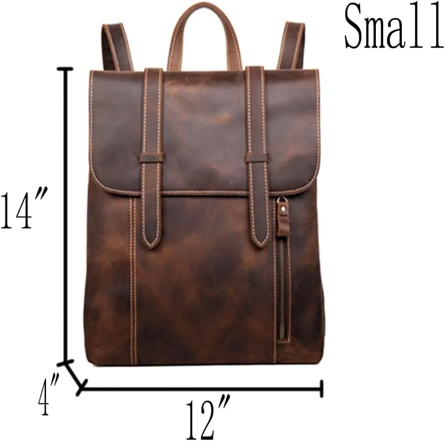 Stylish Vintage Leather Backpack,Fits 14/17" Laptop,Spacious & Durable,Ideal For Business Travel & Hiking,Trendy And Functional Design,Brown