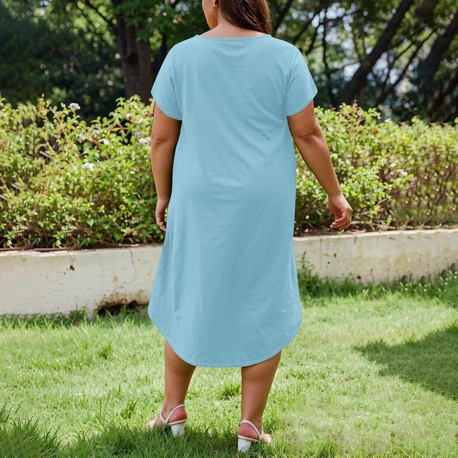 Summer Dresses for Women 2025 Maxi Split Hem Short Sleeve Beachy Dresses with Pockets Trendy Resort V-Neck Outfits