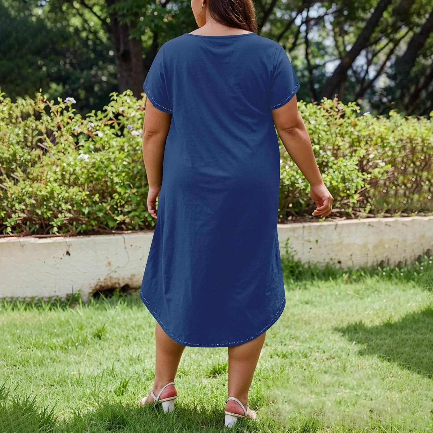 Summer Dresses for Women 2025 Maxi Split Hem Short Sleeve Beachy Dresses with Pockets Trendy Resort V-Neck Outfits