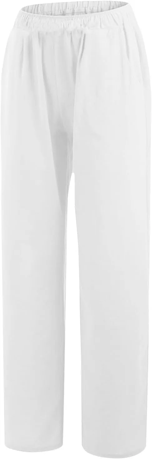 Summer Linen Pants Women 2025 Wide Leg Casual Comfy Drawstring Palazzo Pants Trousers with Pockets Beach Outfits