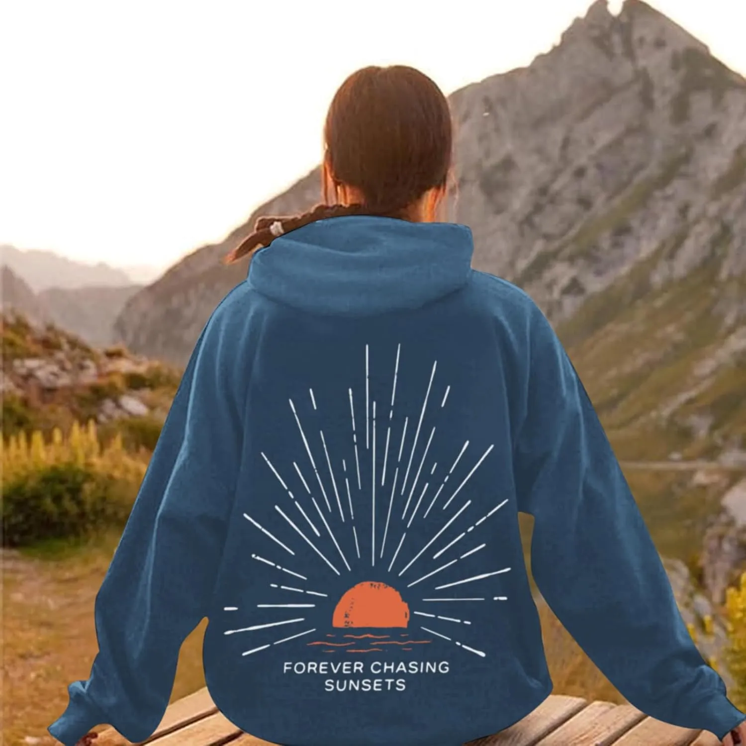 Sunsets Graphic Beachy Hoodies for Women Lets Watch the Sunset Hoodie Womens Beach Aesthetic Hooded Sweatshirt