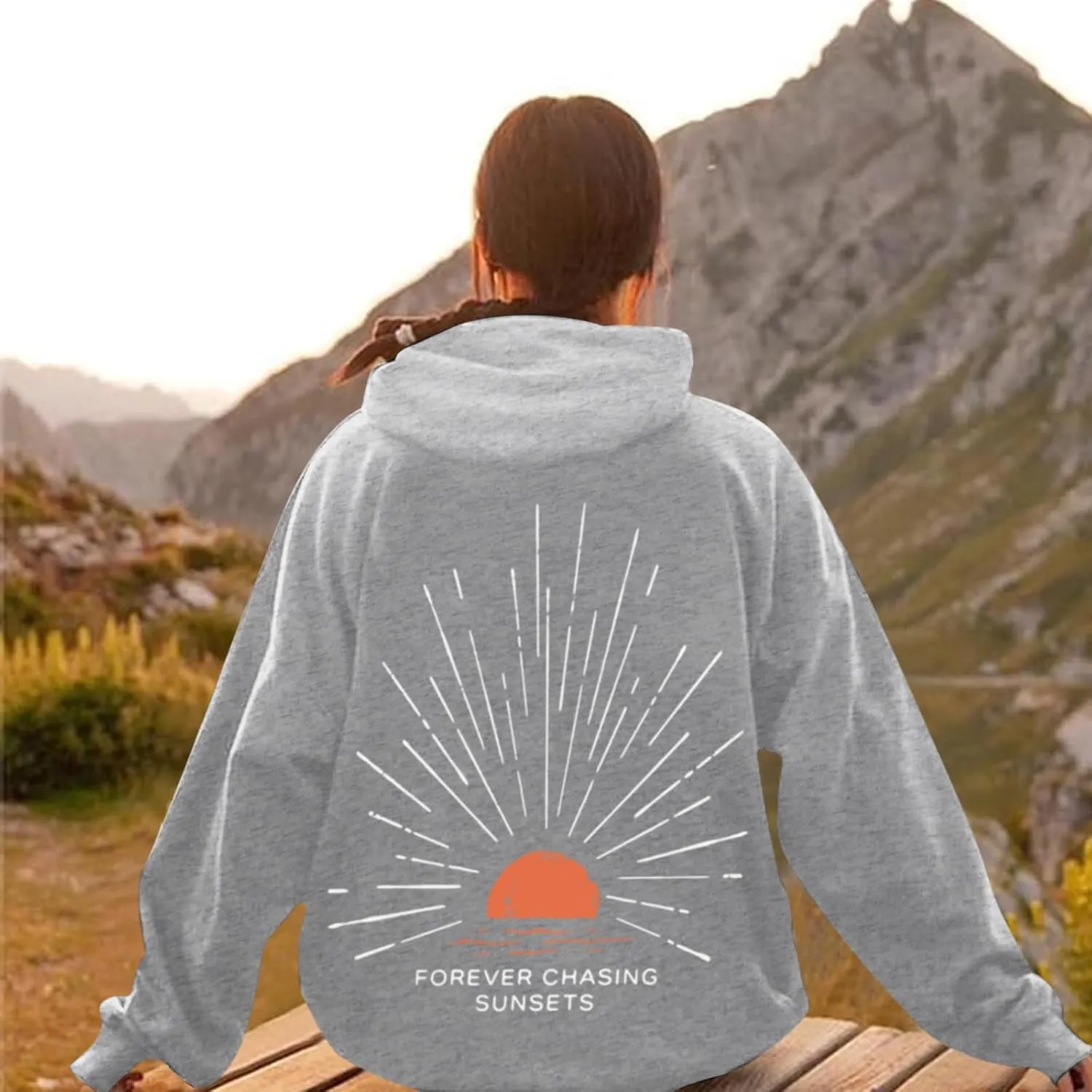 Sunsets Graphic Beachy Hoodies for Women Lets Watch the Sunset Hoodie Womens Beach Aesthetic Hooded Sweatshirt