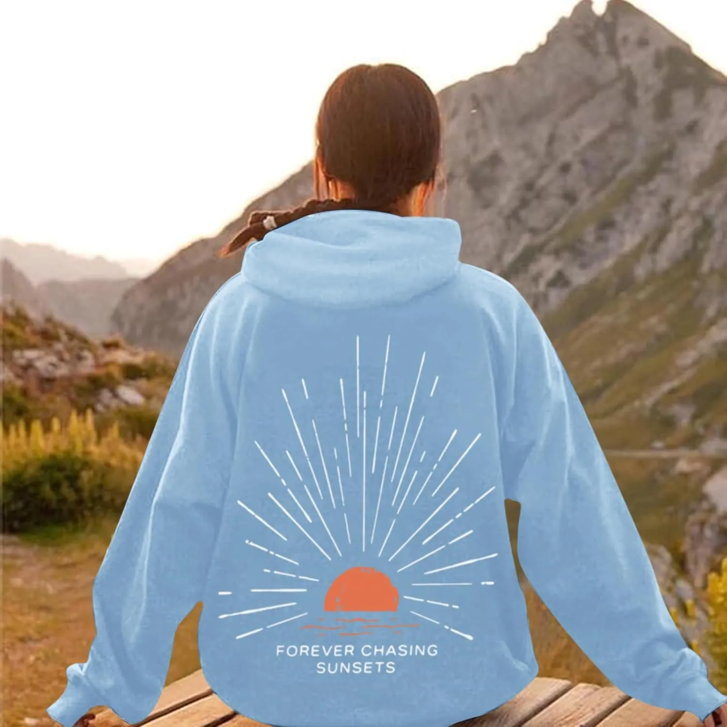 Sunsets Graphic Beachy Hoodies for Women Lets Watch the Sunset Hoodie Womens Beach Aesthetic Hooded Sweatshirt