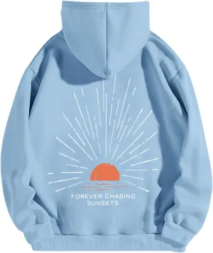 Sunsets Graphic Beachy Hoodies for Women Lets Watch the Sunset Hoodie Womens Beach Aesthetic Hooded Sweatshirt
