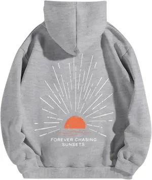 Sunsets Graphic Beachy Hoodies for Women Lets Watch the Sunset Hoodie Womens Beach Aesthetic Hooded Sweatshirt