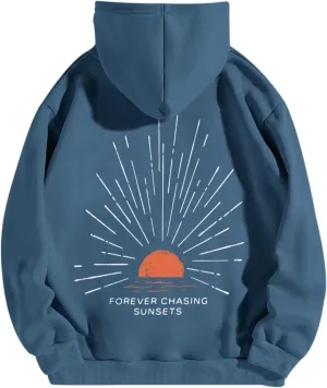 Sunsets Graphic Beachy Hoodies for Women Lets Watch the Sunset Hoodie Womens Beach Aesthetic Hooded Sweatshirt