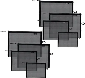 SUPACOOL Set of 8 Travel Mesh Makeup Bag, Cosmetic Organizer Pouche with Zipper, Diaper Organizing Pouches, Nylon Toiletries Bag for Women and Men(8pcs, Black)