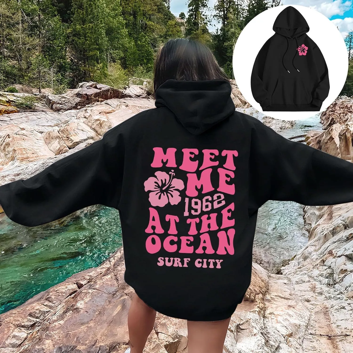Sweatshirts For Teen Girls Long Sleeve Letter Print Casual Graphic Hoodies Drawstring Pullover Oversized Hoodies