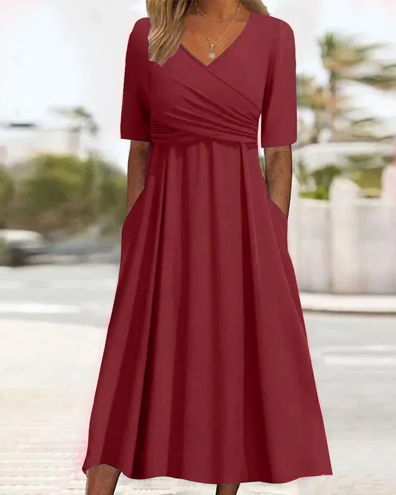 Sylis | Graceful V-Neck Midi Dress