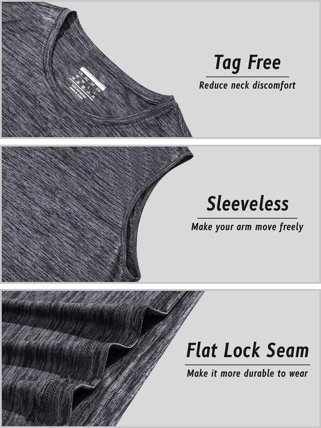 TACVASEN Men's Sleeveless Shirt Workout Muscle Tank Top Quick Dry Polyester Trainning Basketball