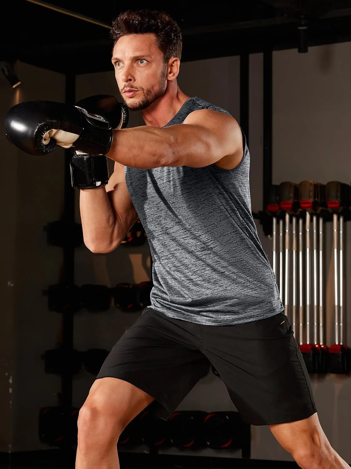 TACVASEN Men's Sleeveless Shirt Workout Muscle Tank Top Quick Dry Polyester Trainning Basketball