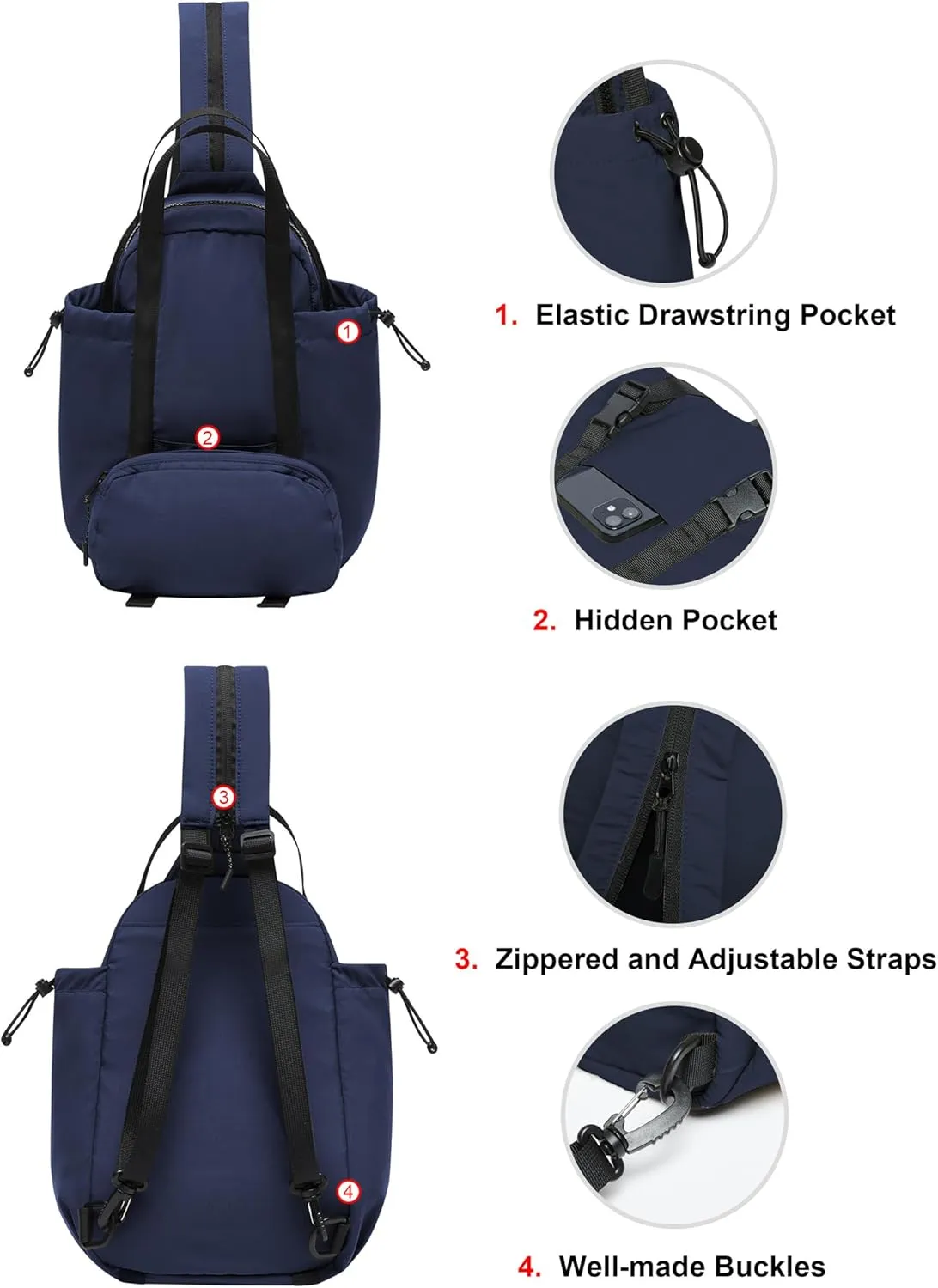 THE GYM PEOPLE Lightweight Mini Backpacks Womens Waterproof Travel Daypack Small Cute Crossbody Sling Bags