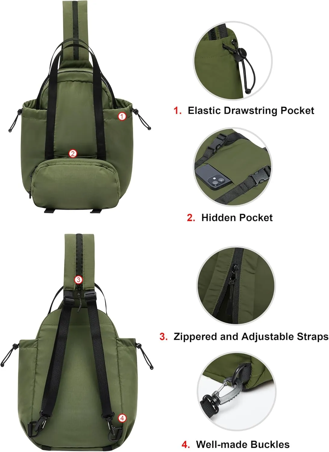 THE GYM PEOPLE Lightweight Mini Backpacks Womens Waterproof Travel Daypack Small Cute Crossbody Sling Bags