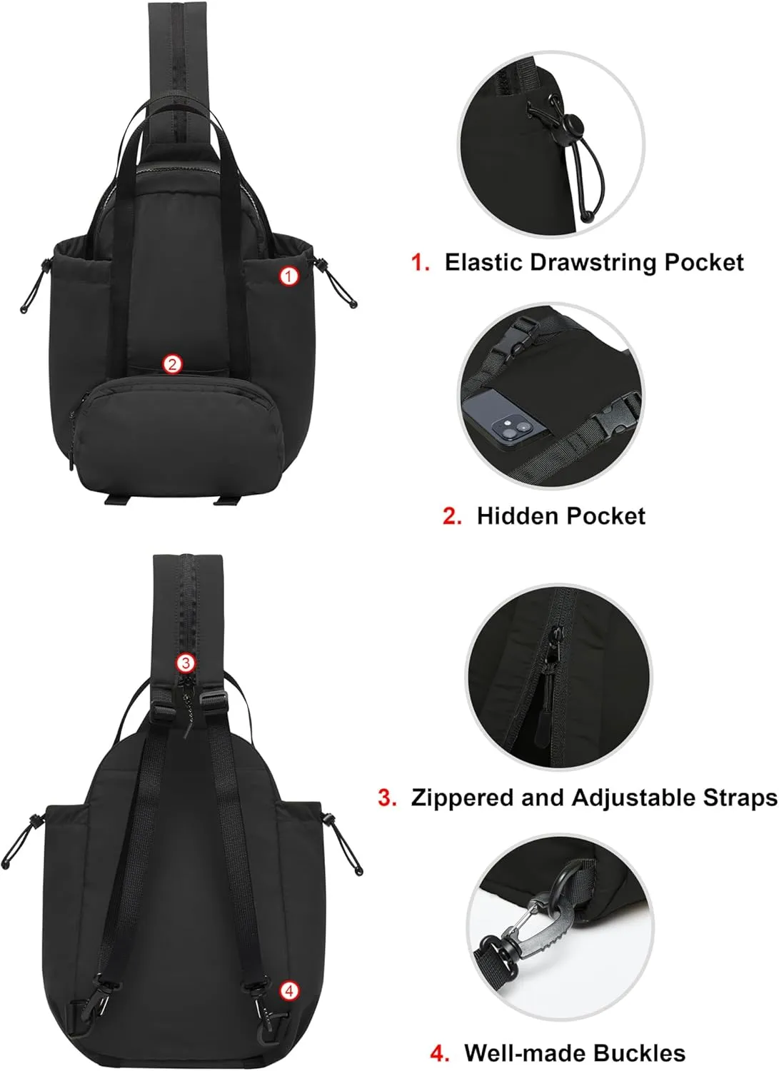 THE GYM PEOPLE Lightweight Mini Backpacks Womens Waterproof Travel Daypack Small Cute Crossbody Sling Bags