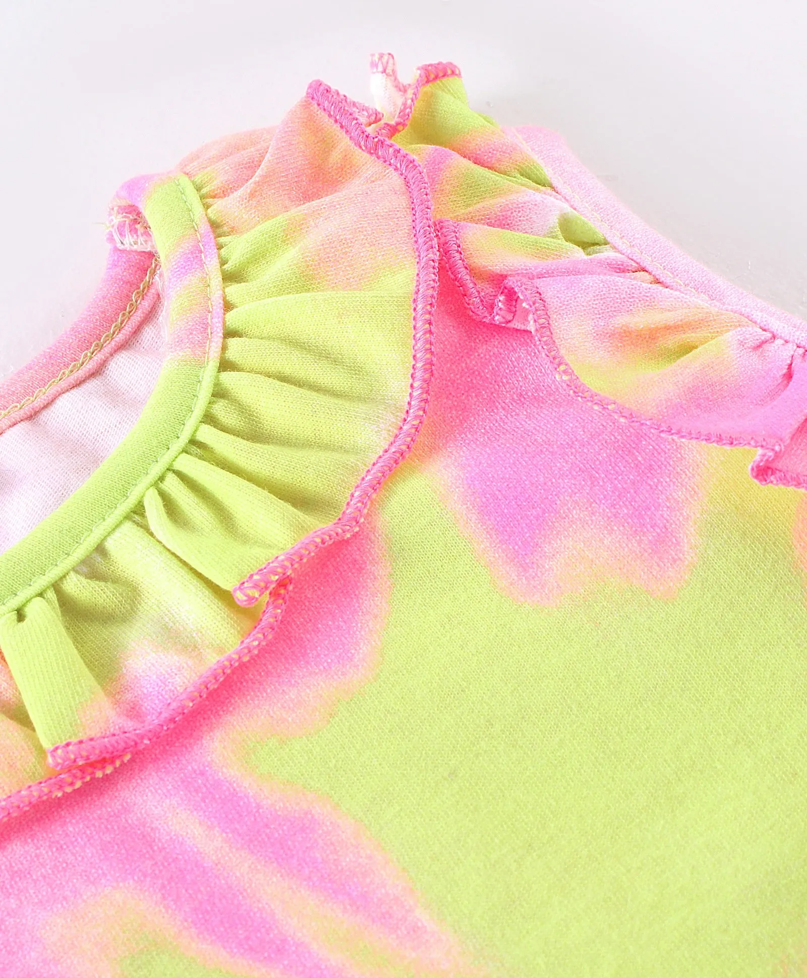 Tie Dye Frilled Top with Wrap Short Set