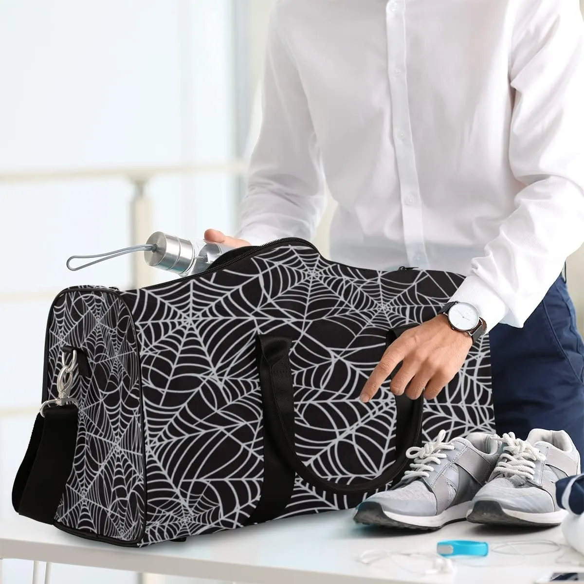 Travel Duffel Bag Spider Web Network Pattern Sport Gym Bag Weekender Overnight Bag carry on bag Training Shoulder for Women Men Boys Girls