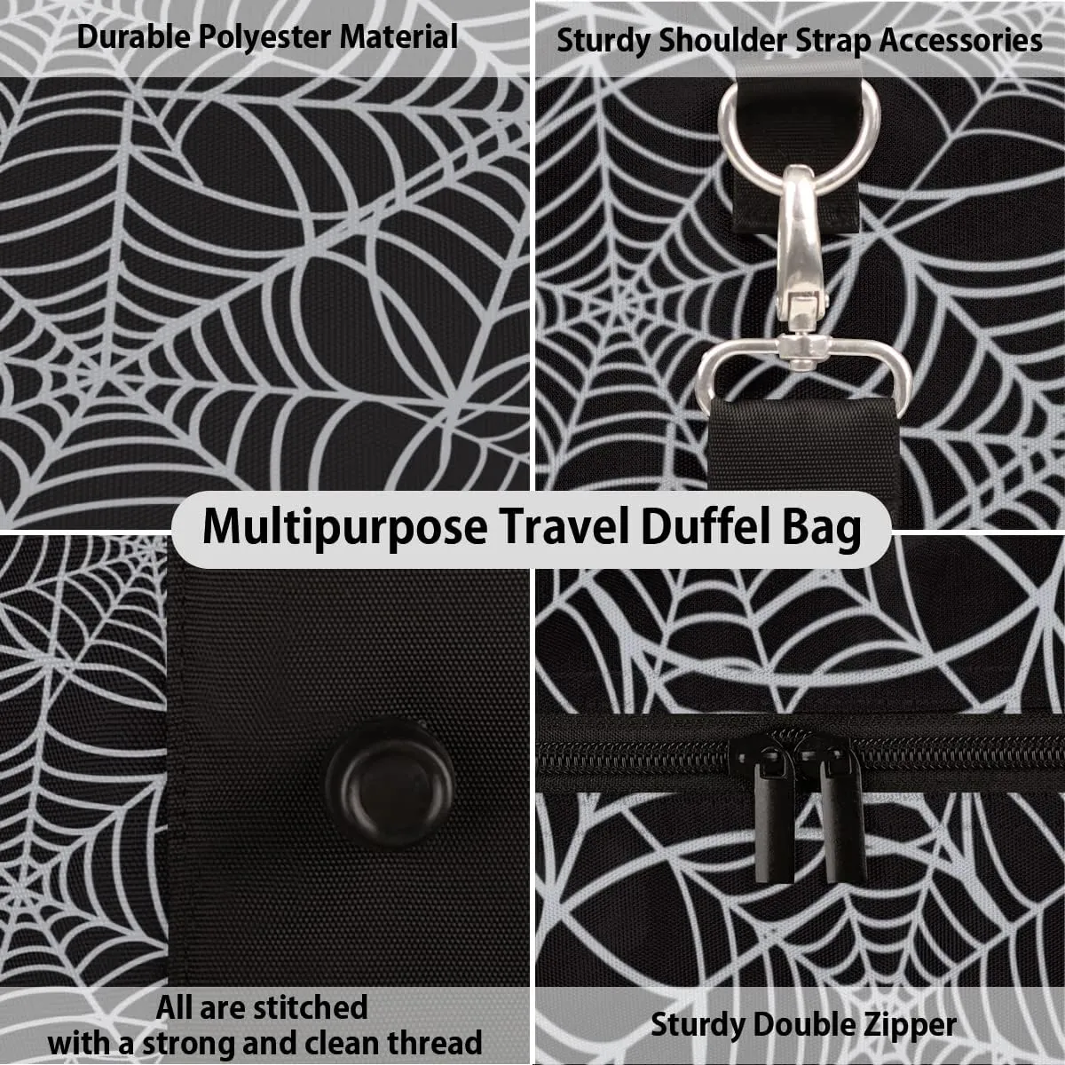 Travel Duffel Bag Spider Web Network Pattern Sport Gym Bag Weekender Overnight Bag carry on bag Training Shoulder for Women Men Boys Girls