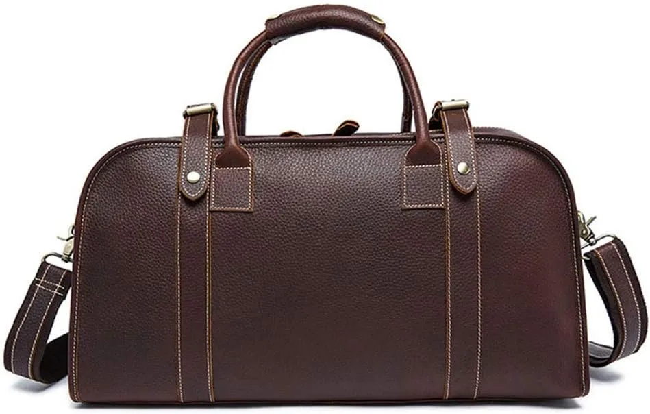 Travel Duffels Men Retro Leather Luggage Large Capacity Briefcase Handbag Gym Sports Overnight Weekend Bag Sports Overnight Gym Luggage Weekend Tote Bag (Color : Coffee Color)