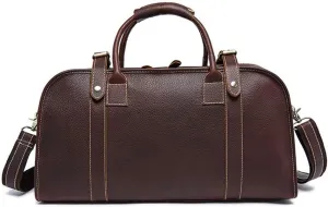 Travel Duffels Men Retro Leather Luggage Large Capacity Briefcase Handbag Gym Sports Overnight Weekend Bag Sports Overnight Gym Luggage Weekend Tote Bag (Color : Coffee Color)