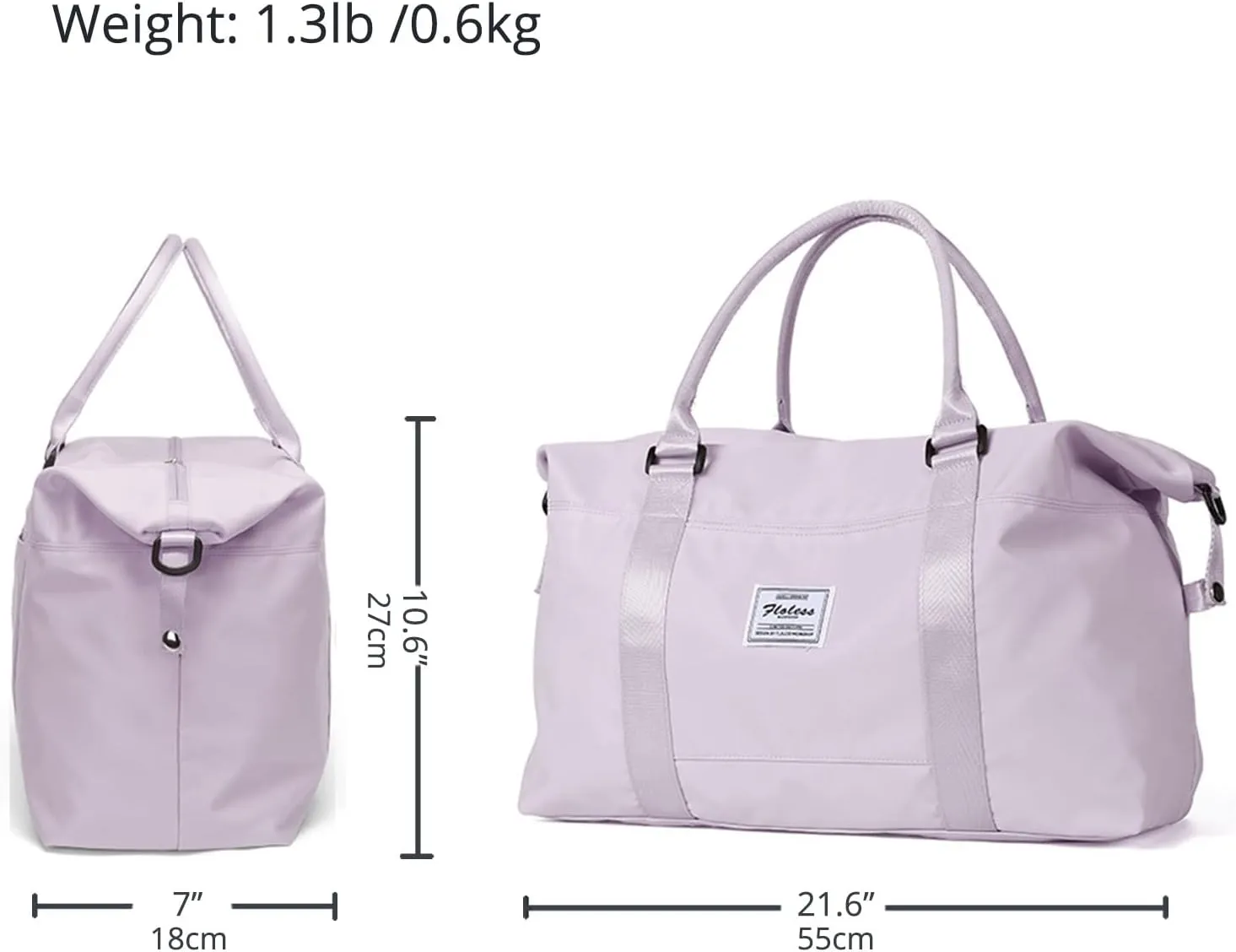 Travel Gym Bag for Women, LANBX Tote Bag Carry on Luggage Sport Duffle Weekender Overnight Bags with Wet Pocket (Light Purple)