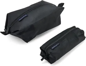 TravelWise 2 Piece Wrap Around Zip Toiletry Bag Set, Large and Small Travel Toiletry Bags, Black