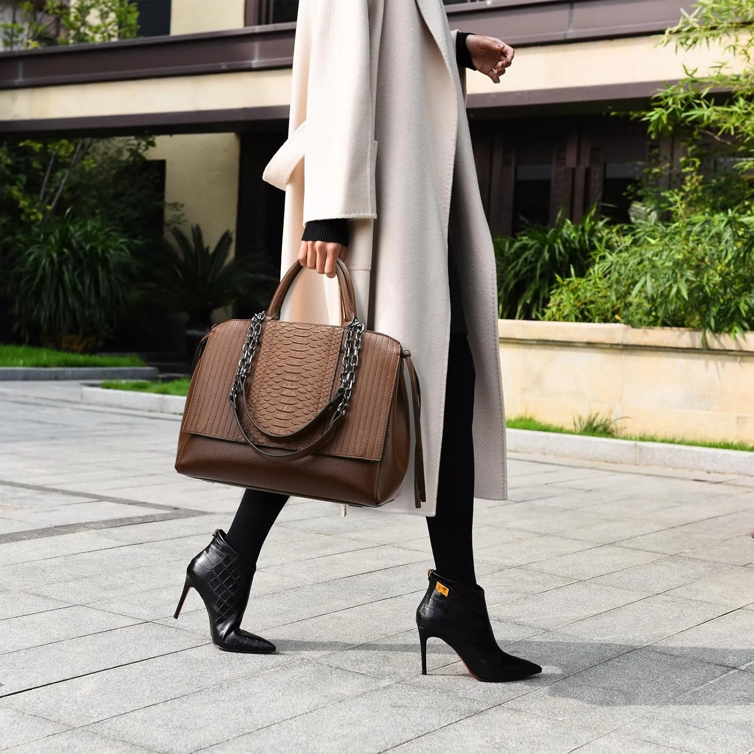 Travistar Top Handle Handbags Women - Large Leather Crocodile Handbag Print Shoulder Bag Hobo Purse Ladies Satchel Work Tote