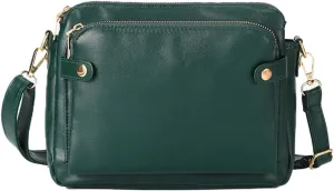 Triple Compartment Crossbody Bag with Built-In Wallet & Credit Card Slots, Multi-Functional PU Leather Purse for Women
