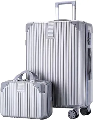 Trolley Case With Universal Wheels And Bag, Multi-functional Carrying Case, Hard Shell Suitcase With Impact Resistant Corners (Color : 20 Bag, Size : Silver)