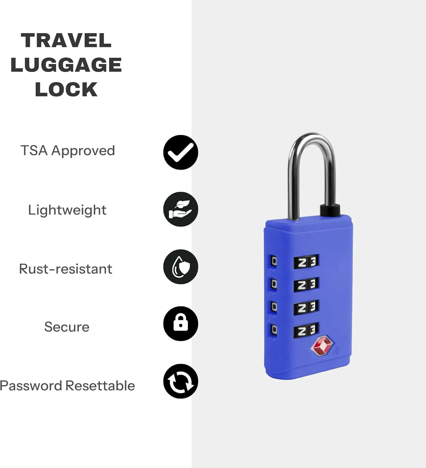 TSA Approved Locks for Luggage with Open Alert, Small Combo Lock with Code, Combination Padlock for Travel Essentials, Suitcase, Gym Locker, Cabinet, Case, Backpack, Bag Zipper (Blue)