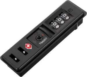 TSA Approved Luggage Lock with Embedded Combination Mechanism, Compact Black Security Lock for Suitcases, Backpacks, and Gym Lockers