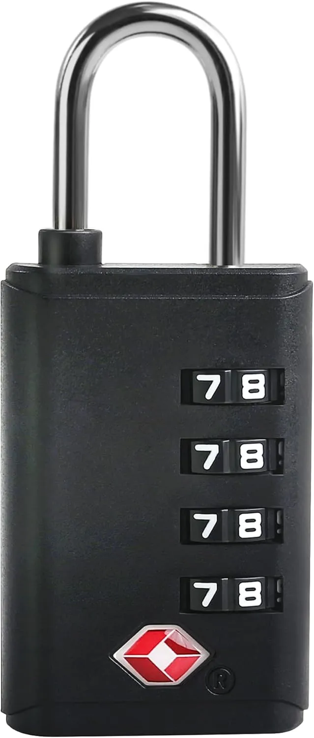 TSA Locks for Luggage, Small Combination Padlock with Alert Indicator, Luggage Locks TSA Approved for Travel Essentials, Combo Lock for Suitcase, Cabinet, Gym Locker, Gun Case, Box (Black)