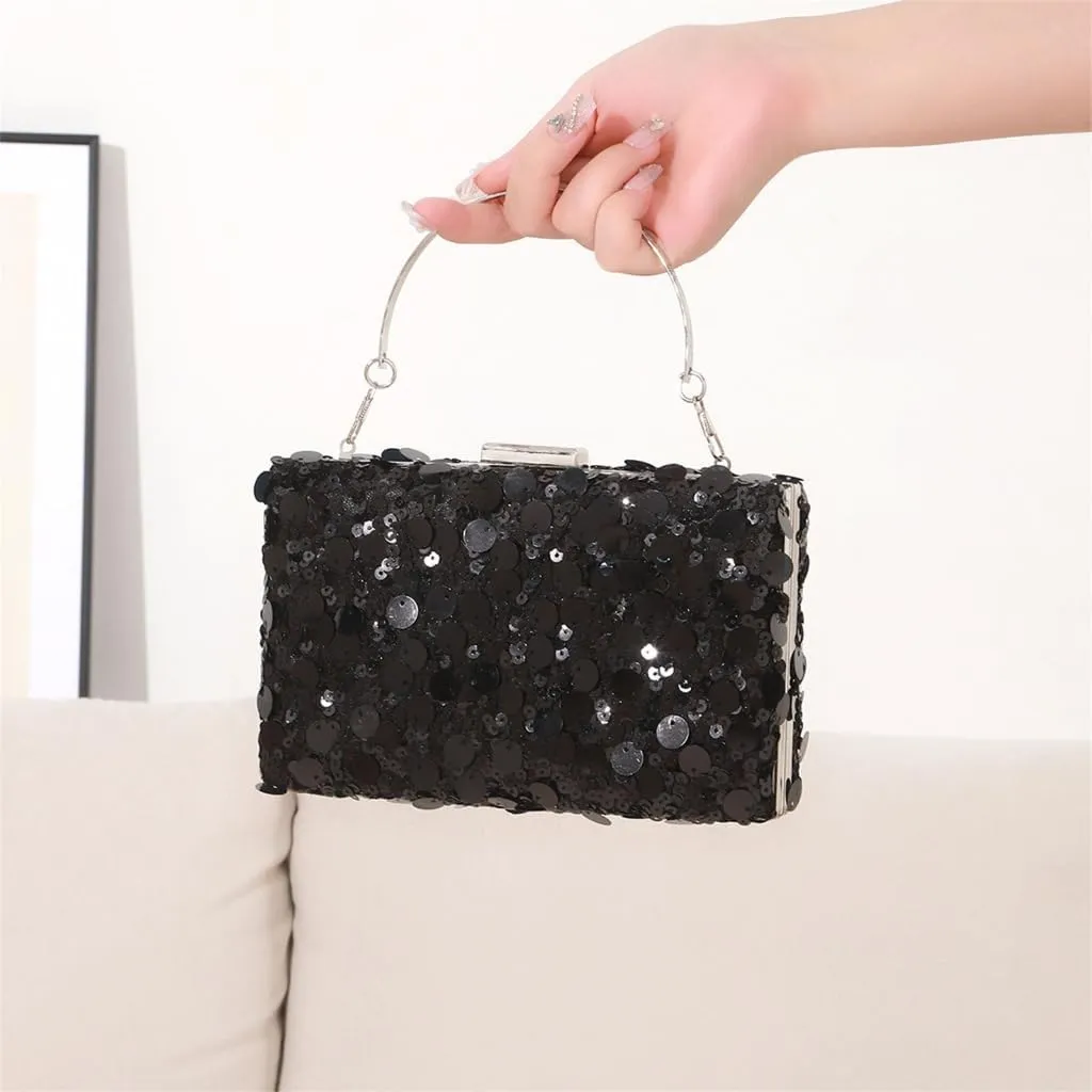 Unique Square Sequined Handbag With Spacious Compartment Evening Bag Shoulder Purse For Weddings And Evening Galas