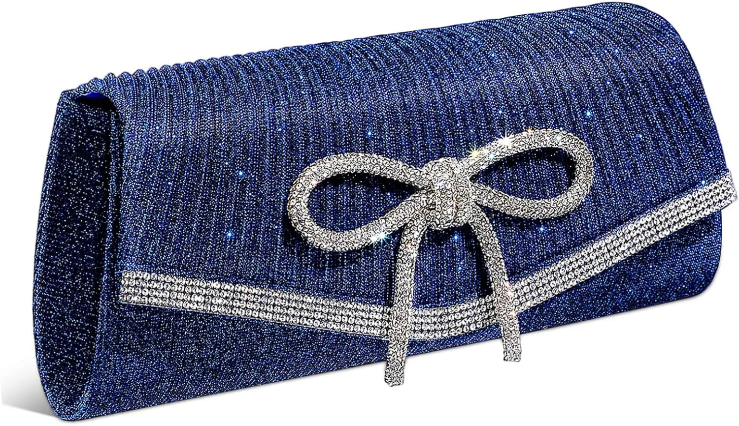 VALICLUD Elegant Dark Blue Evening Bag Women's Rhinestone Clutch Purse for Parties Weddings and Formal Events