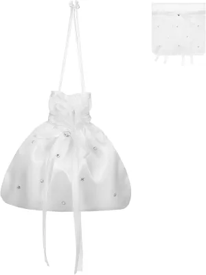 VALICLUD White Satin Bridal & Bridesmaid Wedding Bag Elegant Clutch Purse Dolly Handbag for Bride, Bridal Shower,