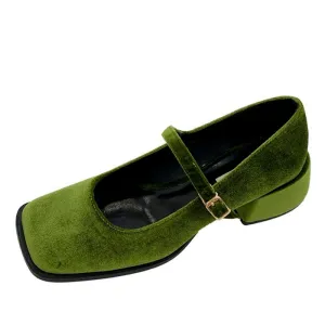 Velvet Mary Janes